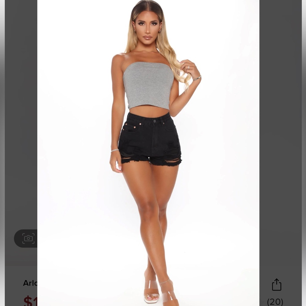 Fashion Nova Arlo Distressed Denim shorts black size small NWT